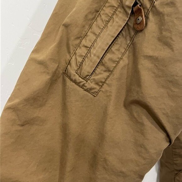Vintage Mens Brown Utility Field Jacket With Suede Accents & Gold Button Details - Picture 6 of 12